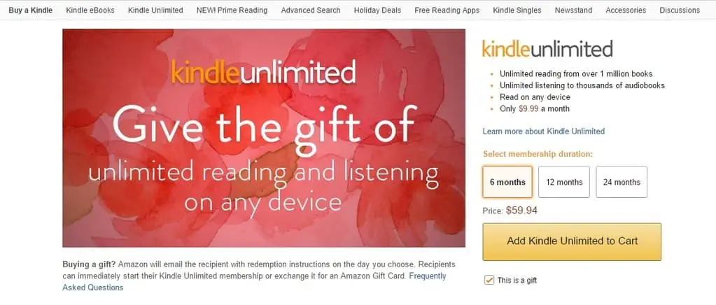 Give the gift of kindle unlimited!